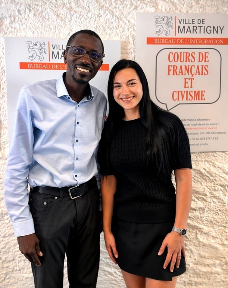 Mahamadou Sogane délégué à l’intégration de la Ville de Martigny, et Nataliia Petrenko-Koch, Présidente de SACHASWISS.ORG